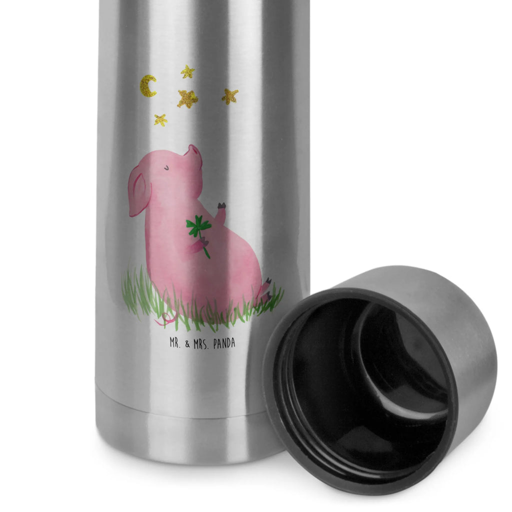 Thermos Flask Pig Luck Thermoskanne, Tiermotive, Gute Laune, lustige Sprüche, Tiere, Sterne, Träume, Schwein, Motivation, Glücksschwein. Glück, Sernchen, Schweinchen, Glücksbringer, Ziele