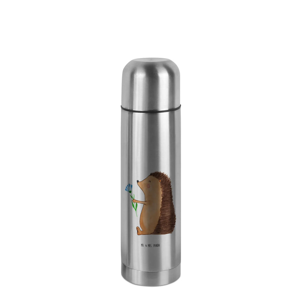 Thermos Flask Hedgehog Flower Thermoskanne, Tiermotive, Gute Laune, lustige Sprüche, Tiere, krank, Genesungswünsche, Krankenhaus, Gute Besserung, Krankheit, Igel, Besuch