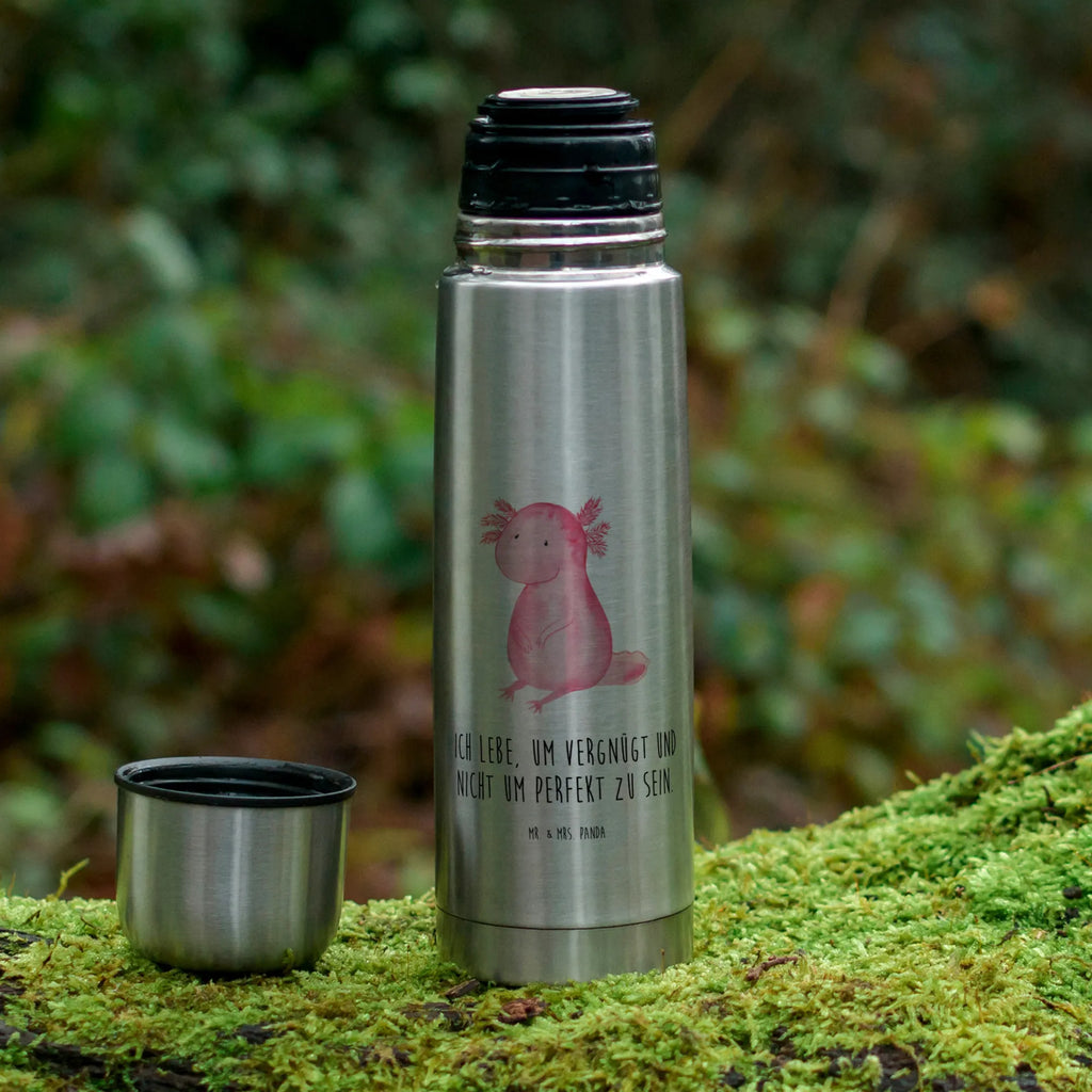 Thermos Flask axolotl zero Thermoskanne, Axolotl, Molch, fröhlich, Liebe, vergnügt, Weisheit, Lebensweisheit, Lebensstil, Freundin, zufrieden, Axolot