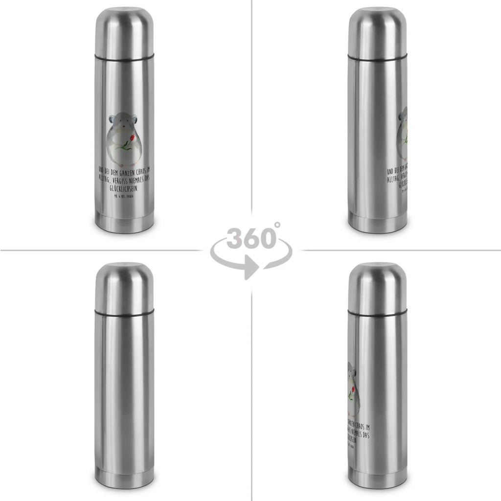 Thermos Flask chinchilla flower Thermoskanne, Tiermotive, Gute Laune, lustige Sprüche, Tiere, Depressionen, Chaos, traurig sein, Liebeskummer, Kummer, Büro, Chinchilla, Glücklichsein, Büroalltag, Chinchillas