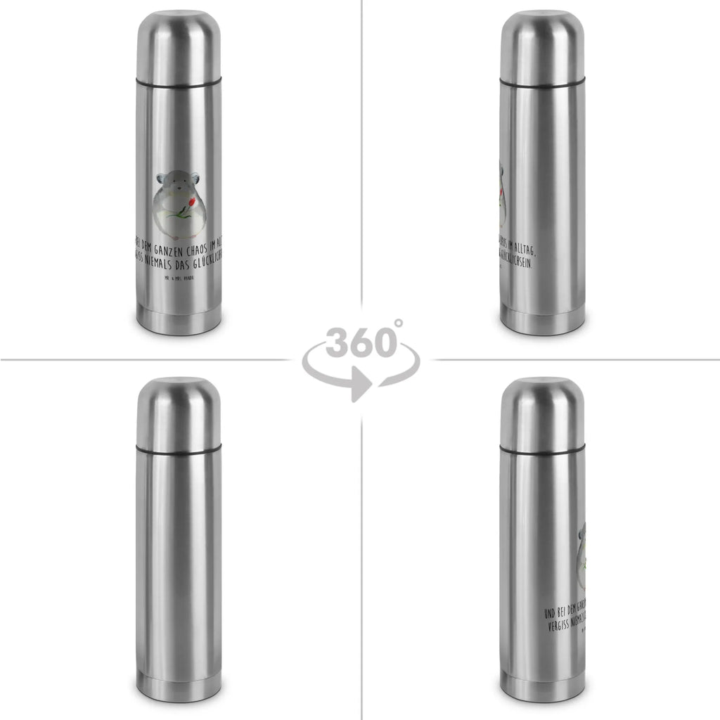 Thermos Flask chinchilla flower Thermoskanne, Tiermotive, Gute Laune, lustige Sprüche, Tiere, Depressionen, Chaos, traurig sein, Liebeskummer, Kummer, Büro, Chinchilla, Glücklichsein, Büroalltag, Chinchillas