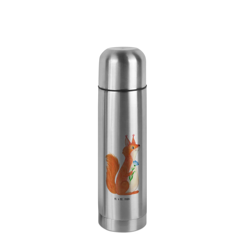 Thermos Flask Squirrel flower Thermoskanne, Tiermotive, Gute Laune, lustige Sprüche, Tiere, Motivation Sprüche, Spruch Deko, Spruch positiv, Eichhorn, Lachen, Spaß, glücklich Spruch, Eichhörnchen, Motivation Bilder