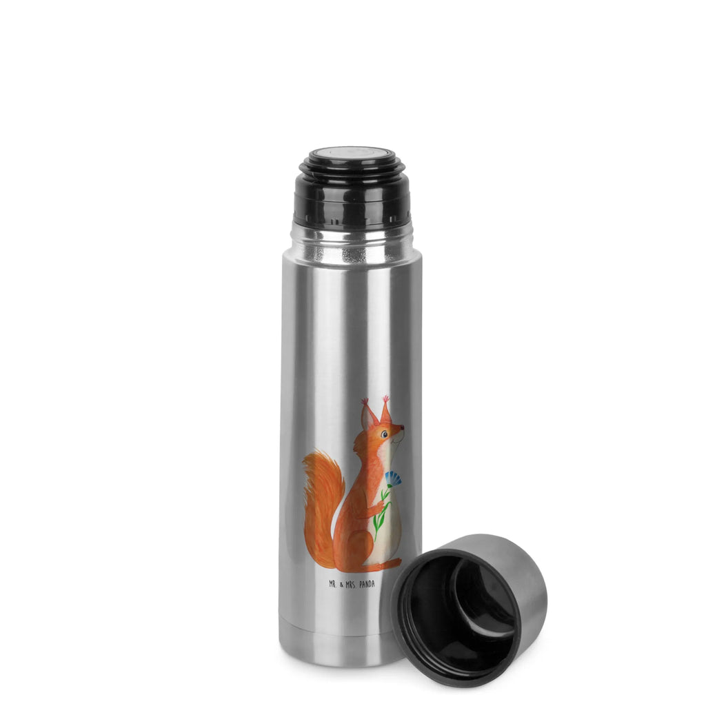Thermos Flask Squirrel flower Thermoskanne, Tiermotive, Gute Laune, lustige Sprüche, Tiere, Motivation Sprüche, Spruch Deko, Spruch positiv, Eichhorn, Lachen, Spaß, glücklich Spruch, Eichhörnchen, Motivation Bilder