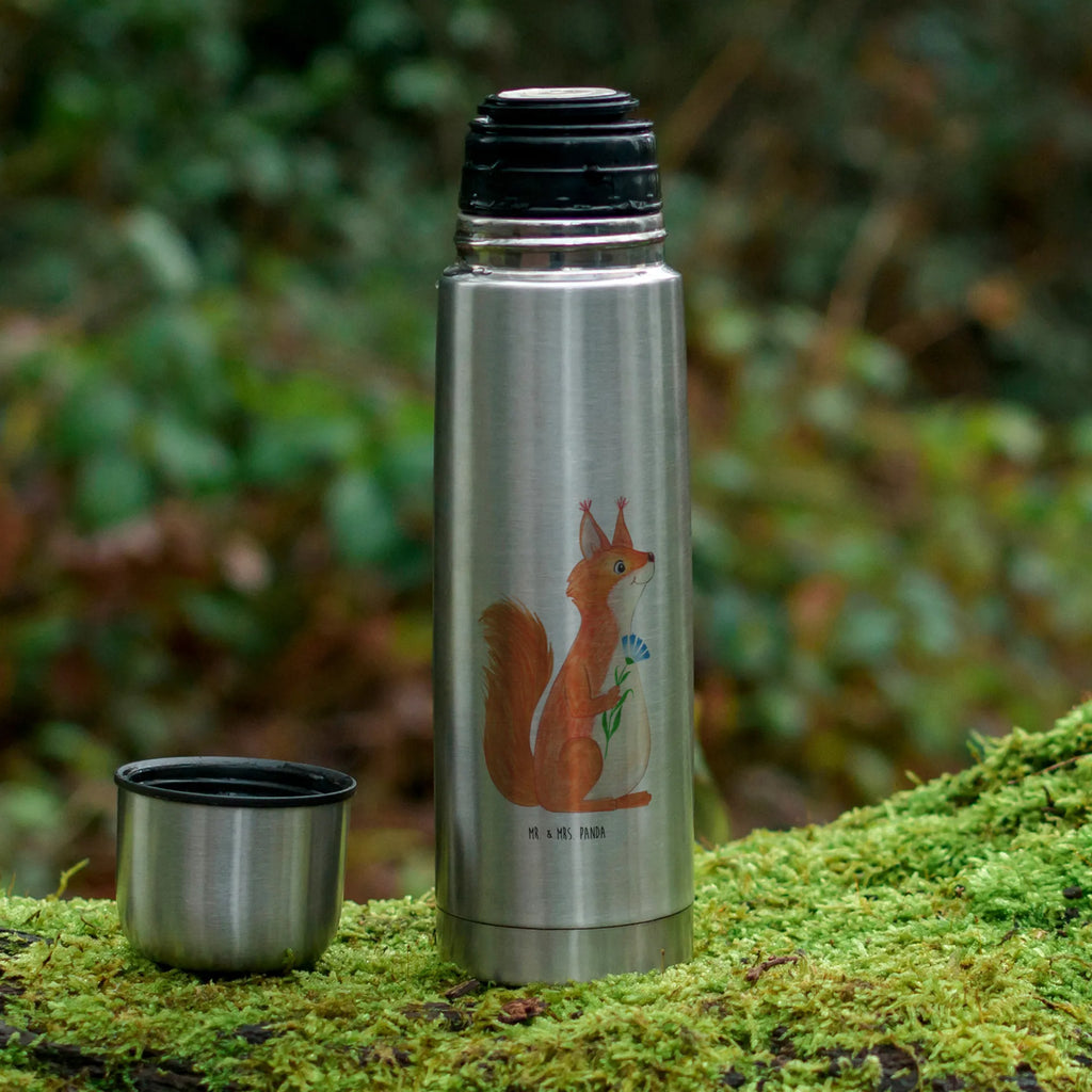 Thermos Flask Squirrel flower Thermoskanne, Tiermotive, Gute Laune, lustige Sprüche, Tiere, Motivation Sprüche, Spruch Deko, Spruch positiv, Eichhorn, Lachen, Spaß, glücklich Spruch, Eichhörnchen, Motivation Bilder