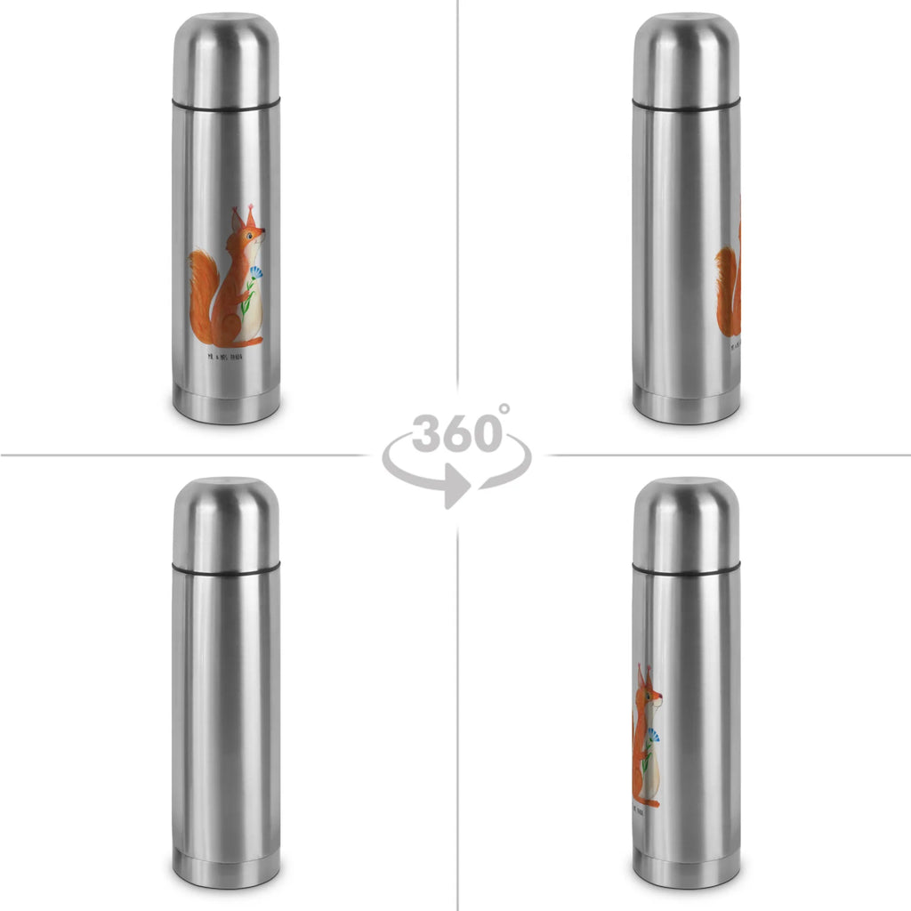 Thermos Flask Squirrel flower Thermoskanne, Tiermotive, Gute Laune, lustige Sprüche, Tiere, Motivation Sprüche, Spruch Deko, Spruch positiv, Eichhorn, Lachen, Spaß, glücklich Spruch, Eichhörnchen, Motivation Bilder