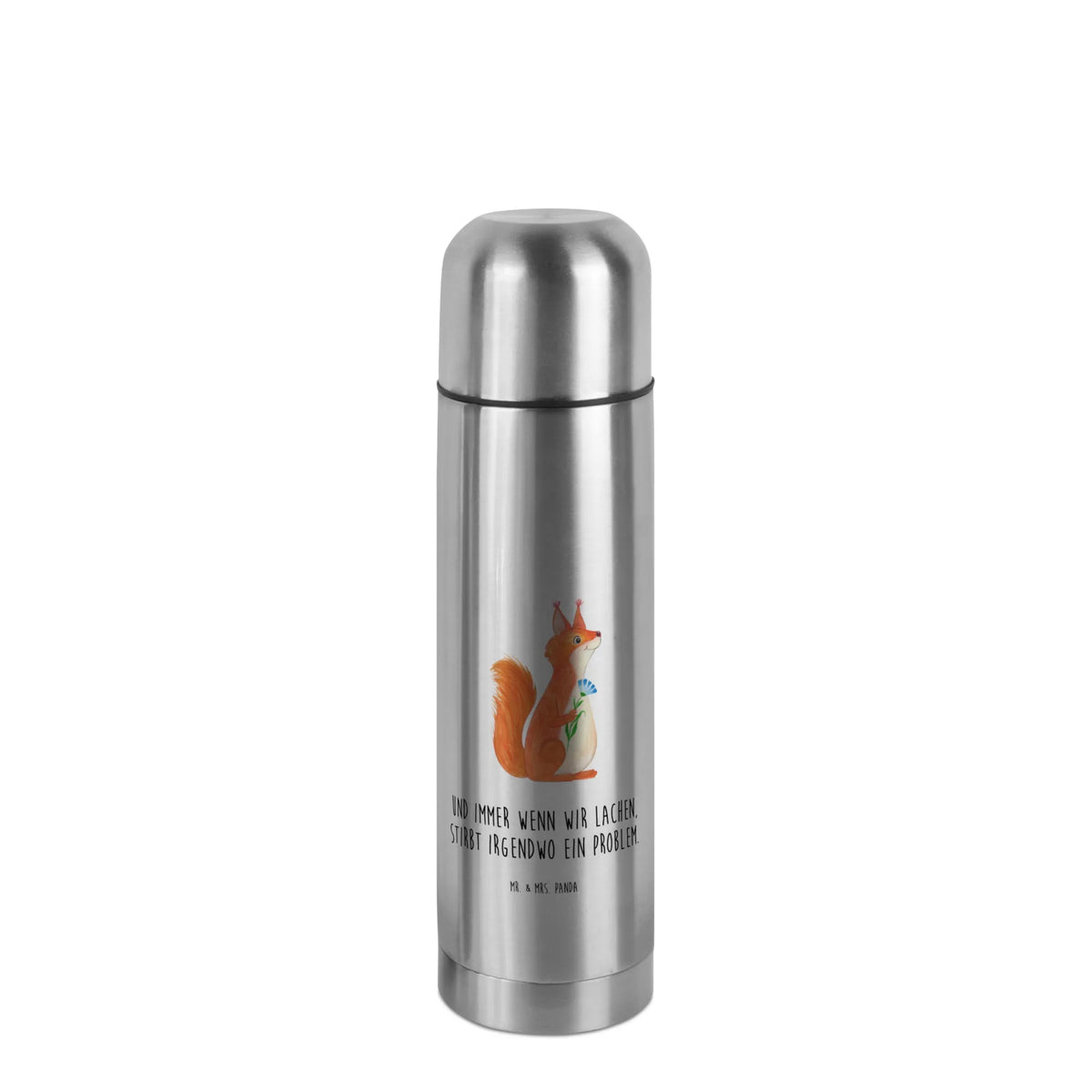 Thermos Flask Squirrel flower card, hand drawn, special gifts, animal lover, gifts, cute, cute animal motives, gift ideas, funny sayings, good mood, small animals, saying decoration, Squirrel, fun, laughter, motivation pictures, positive saying, happy saying, motivation sayings