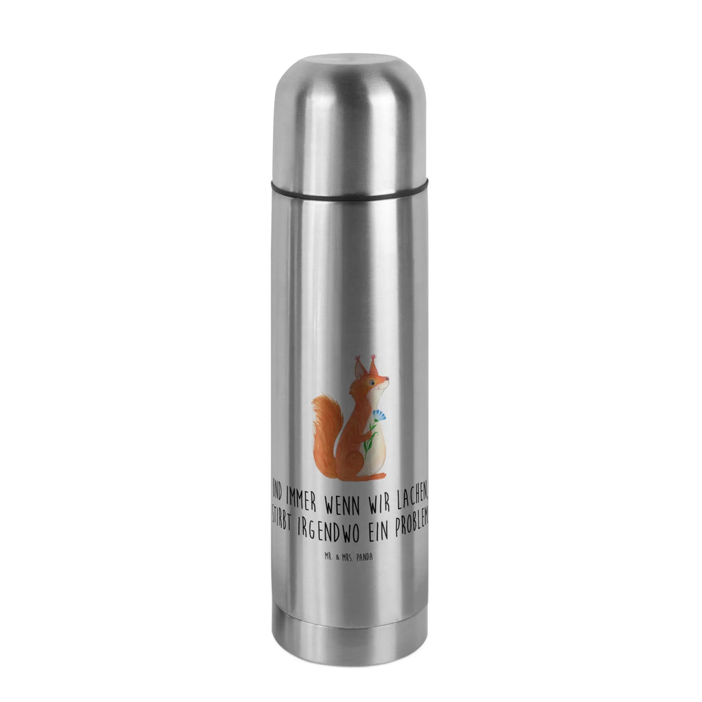 Thermos Flask Squirrel flower Thermoskanne, Tiermotive, Gute Laune, lustige Sprüche, Tiere, Motivation Sprüche, Spruch Deko, Spruch positiv, Eichhorn, Lachen, Spaß, glücklich Spruch, Eichhörnchen, Motivation Bilder