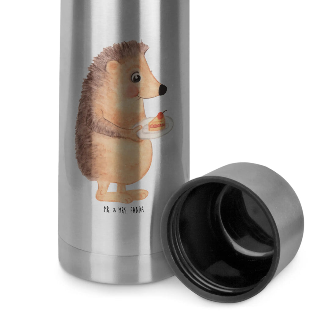 Thermos Flask Hedgehog piece of cake Thermoskanne, Tiermotive, Gute Laune, lustige Sprüche, Tiere, Backen Geschenk, Torte, Igel, Geburtstagskuchen, Einladung Party, Essen Spruch, Kuchen backen, Kuchen