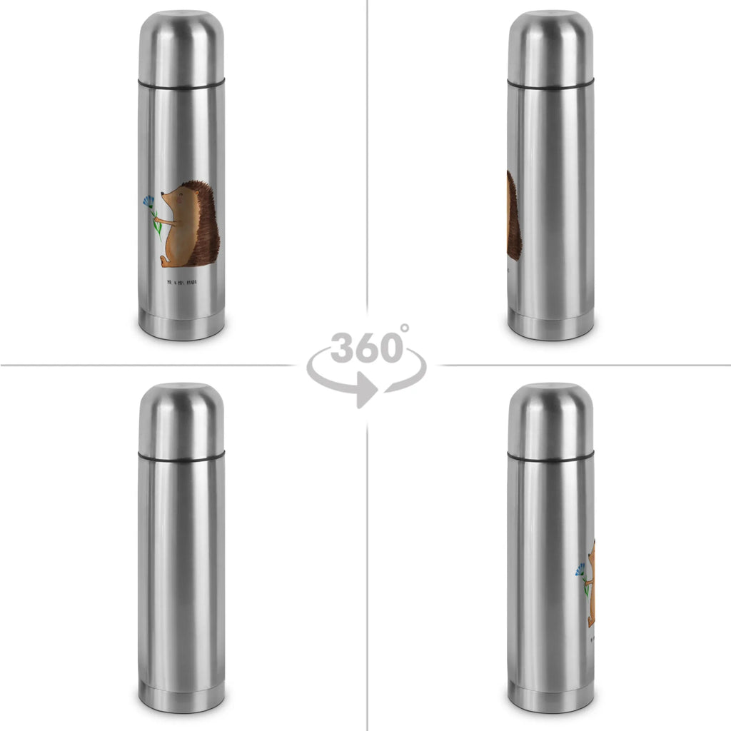 Thermos Flask Hedgehog Flower Thermoskanne, Tiermotive, Gute Laune, lustige Sprüche, Tiere, krank, Genesungswünsche, Krankenhaus, Gute Besserung, Krankheit, Igel, Besuch