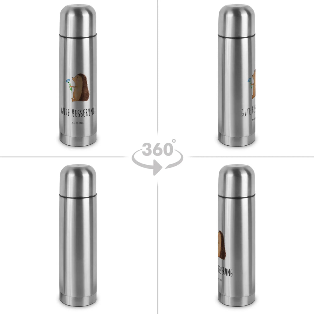 Thermos Flask Hedgehog Flower Thermoskanne, Tiermotive, Gute Laune, lustige Sprüche, Tiere, krank, Genesungswünsche, Krankenhaus, Gute Besserung, Krankheit, Igel, Besuch