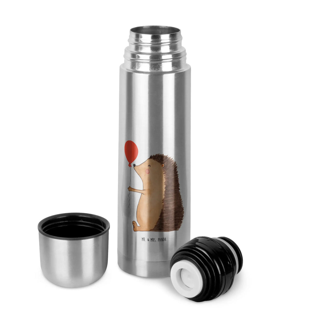 Thermos Flask Hedgehog balloon Thermoskanne, Tiermotive, Gute Laune, lustige Sprüche, Tiere, Geburtstagskind, Herzlichen Glückwunsch, Happy Birthday, Igel, Ballon, Geburtstag, Glückwunsch
