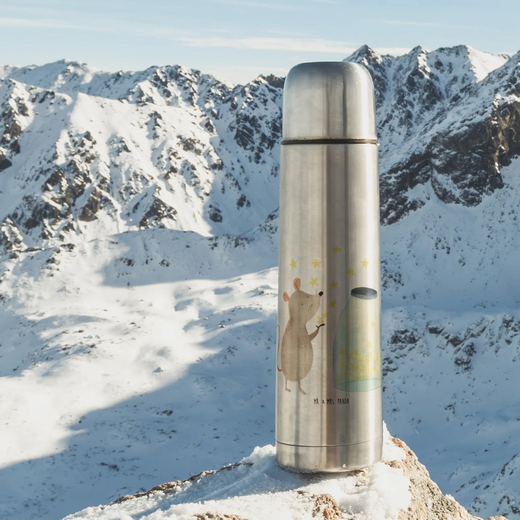 Thermos Flask Mouse Stars Thermoskanne, Tiermotive, Gute Laune, lustige Sprüche, Tiere, Geburt, Taufgeschenk, Wunsch, Maus, Kindergeburtstag, Kind, Geburtstag, erstes Kind, Hoffnung, Taufe, Schwangerschaft, Träume, Sterne