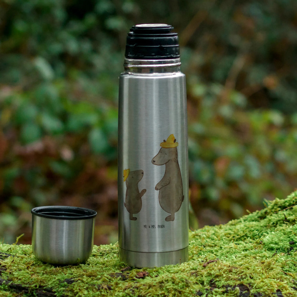 Thermos Flask Bears with hats Thermoskanne, Familie, Vatertag, Muttertag, Bruder, Schwester, Mama, Papa, Oma, Opa, Paps, Söhne, Vater, Daddy, Papi, Sohn, Vorbild, Kind, Bären, Family, Dad, Vater-Sohn, Lieblingsmensch, Kinder, Bär