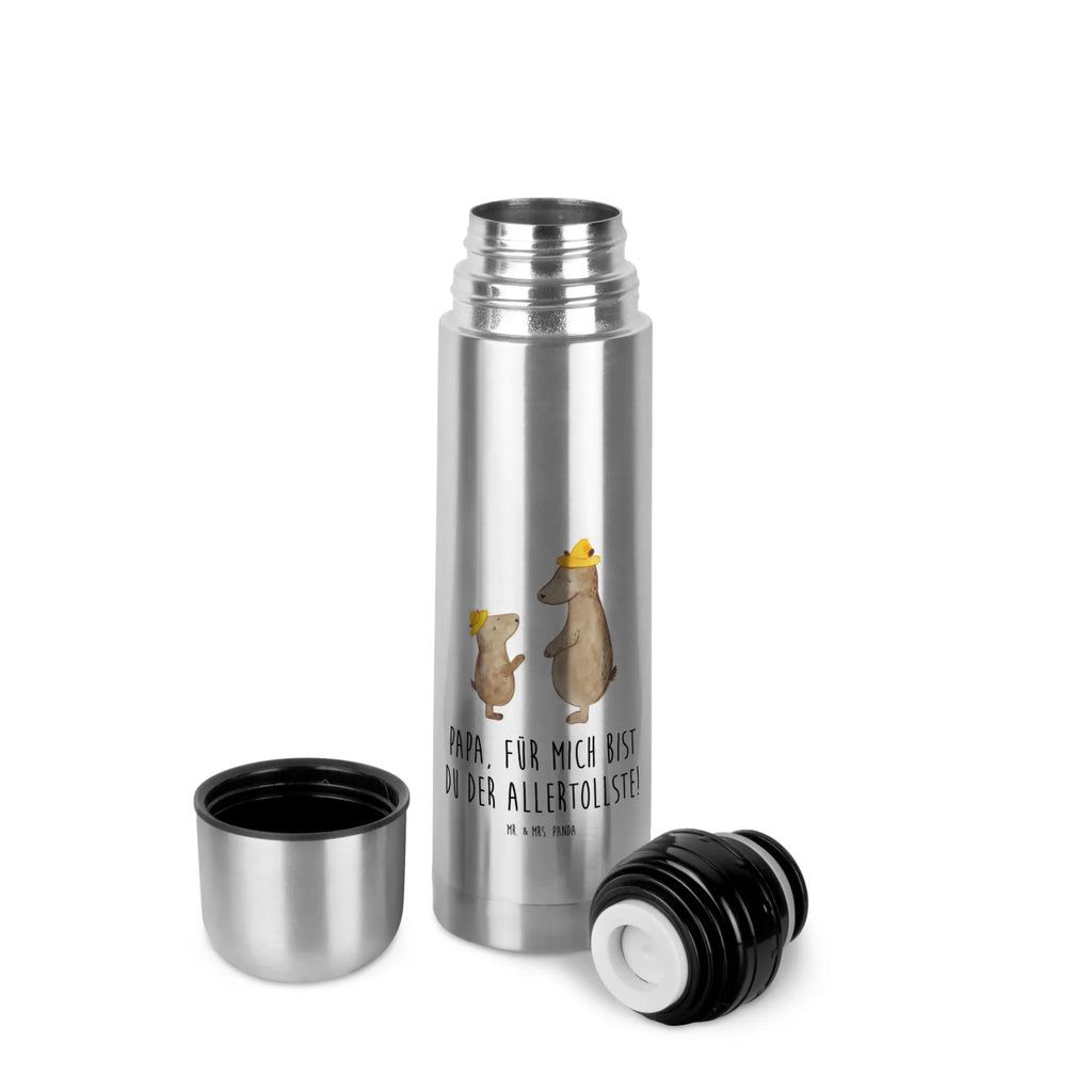 Thermos Flask Bears with hats Thermoskanne, Familie, Vatertag, Muttertag, Bruder, Schwester, Mama, Papa, Oma, Opa, Paps, Söhne, Vater, Daddy, Papi, Sohn, Vorbild, Kind, Bären, Family, Dad, Vater-Sohn, Lieblingsmensch, Kinder, Bär