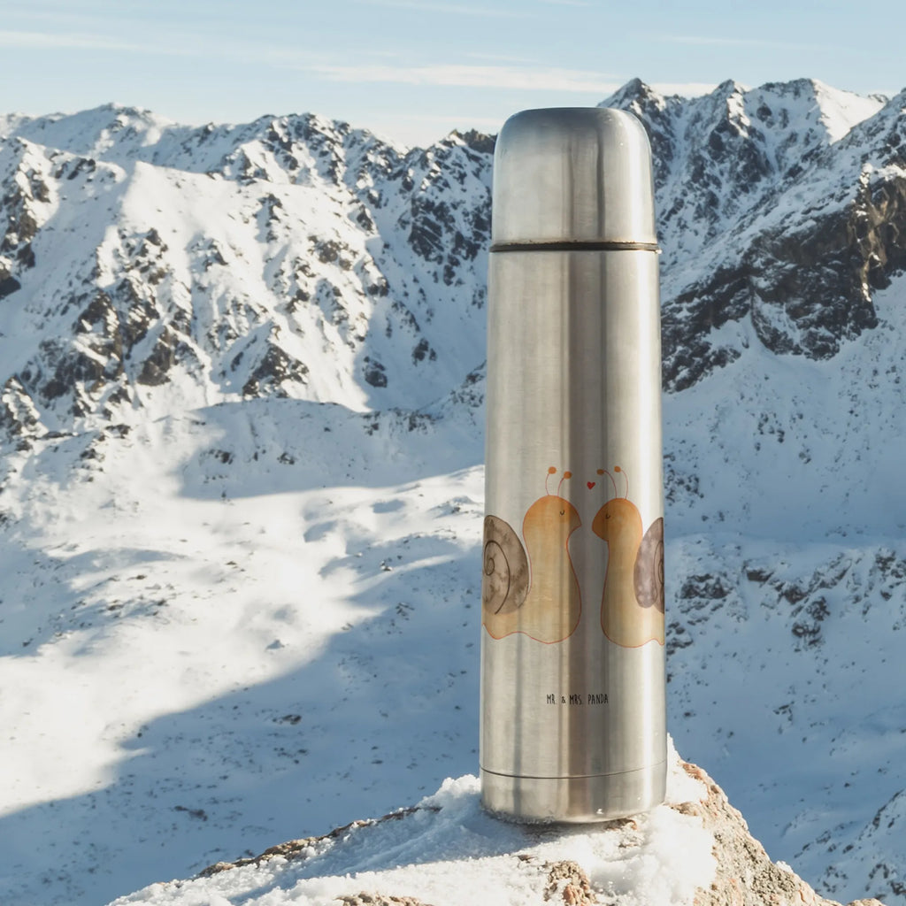 Thermos Flask Snails in love Thermoskanne, Liebe, Partner, Freund, Freundin, Ehemann, Ehefrau, Heiraten, Verlobung, Heiratsantrag, Liebesgeschenk, Jahrestag, Hocheitstag