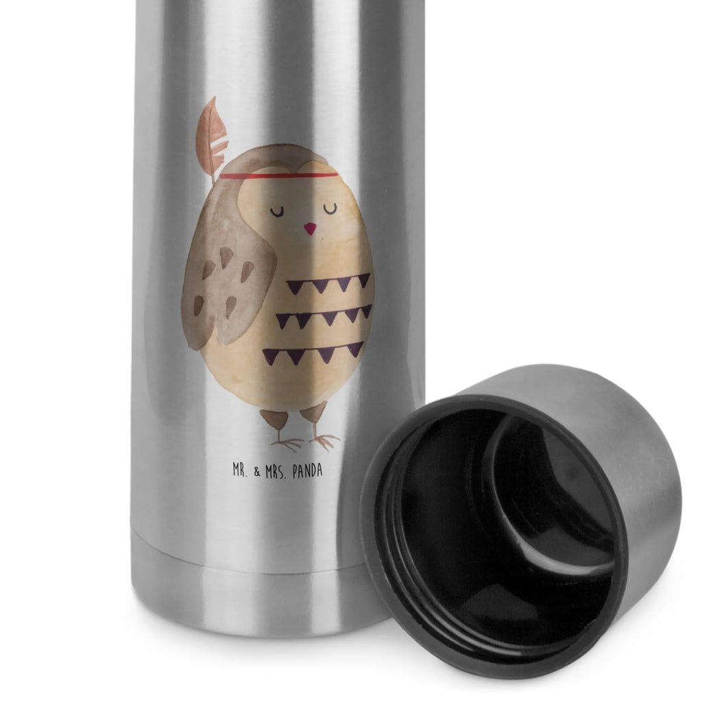 Thermos Flask Owl feather headdress Thermoskanne, Eule, Das Leben ist ein Abenteuer, Federschmuck, Eule Deko, Reisespruch, Dekoration, Owl