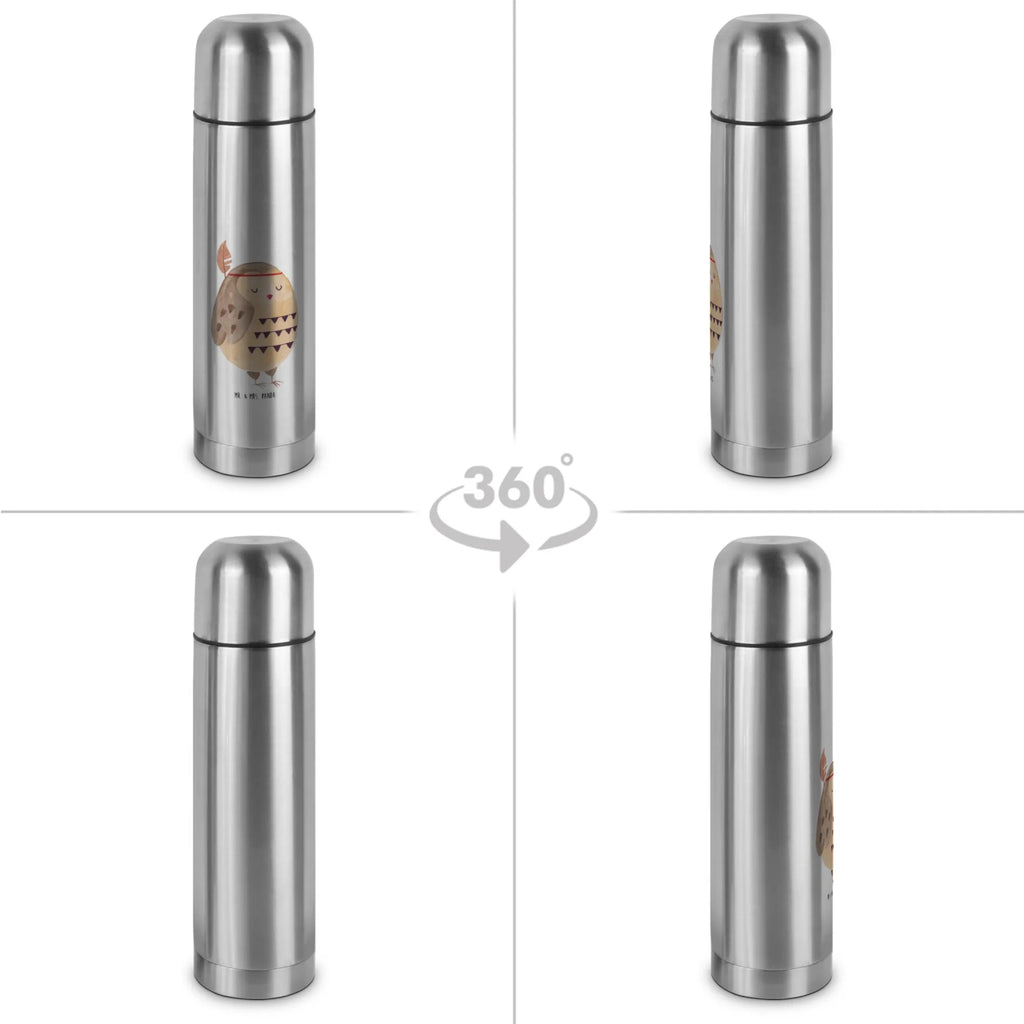 Thermos Flask Owl feather headdress Thermoskanne, Eule, Das Leben ist ein Abenteuer, Federschmuck, Eule Deko, Reisespruch, Dekoration, Owl