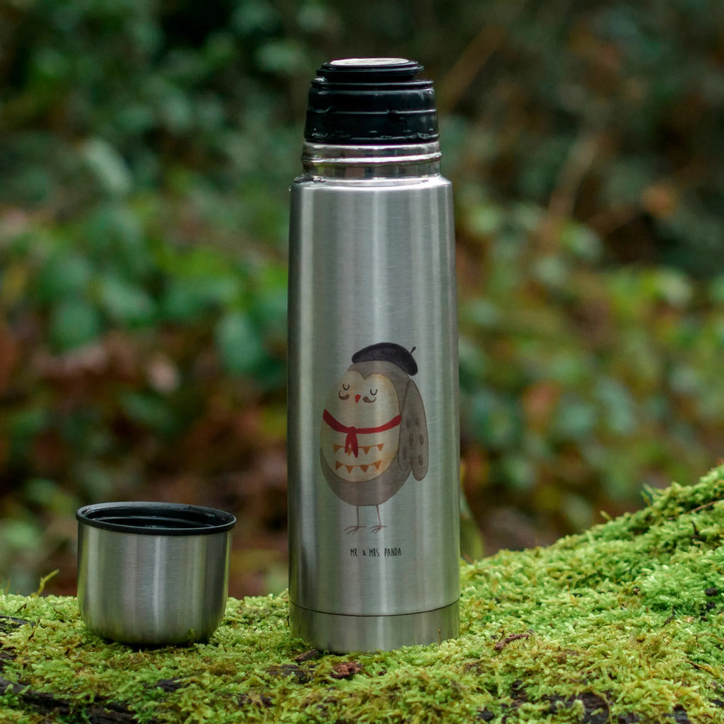 Thermos Flask Owl France Thermoskanne, Eule, das Leben ist schön, Spruch schön, Frankreich, Eule Deko, Owl, Eulen, Spruch Französisch, La vie est belle, hibou