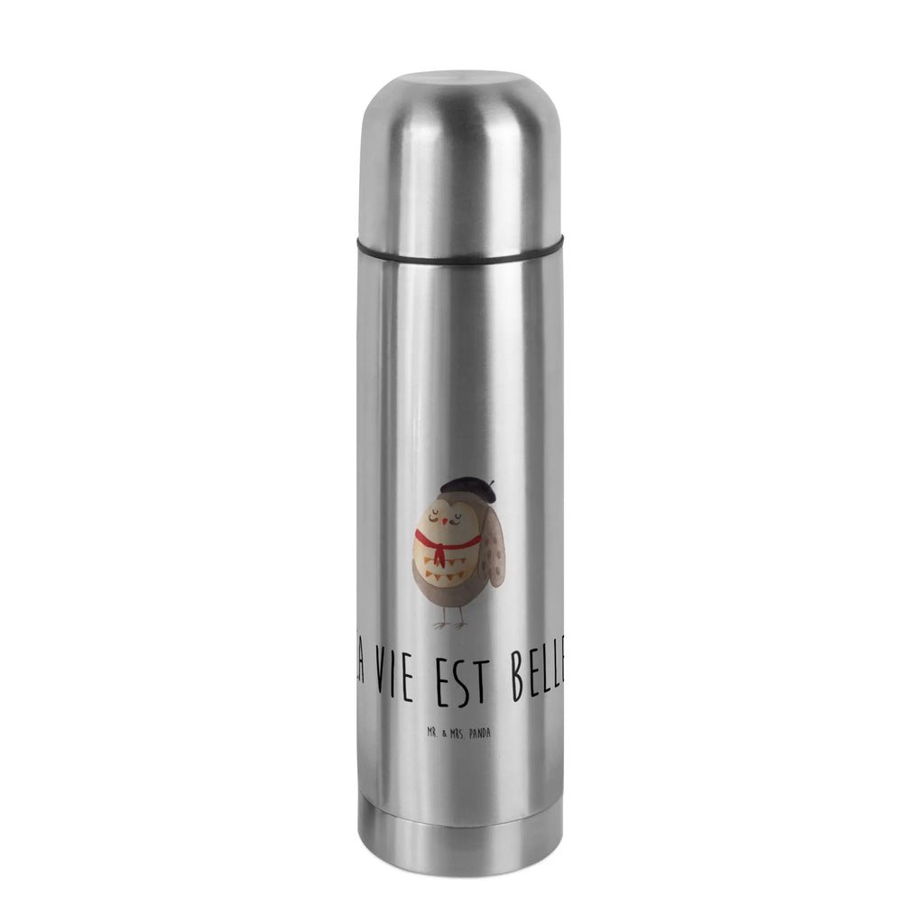 Thermos Flask Owl France Thermoskanne, Eule, das Leben ist schön, Spruch schön, Frankreich, Eule Deko, Owl, Eulen, Spruch Französisch, La vie est belle, hibou