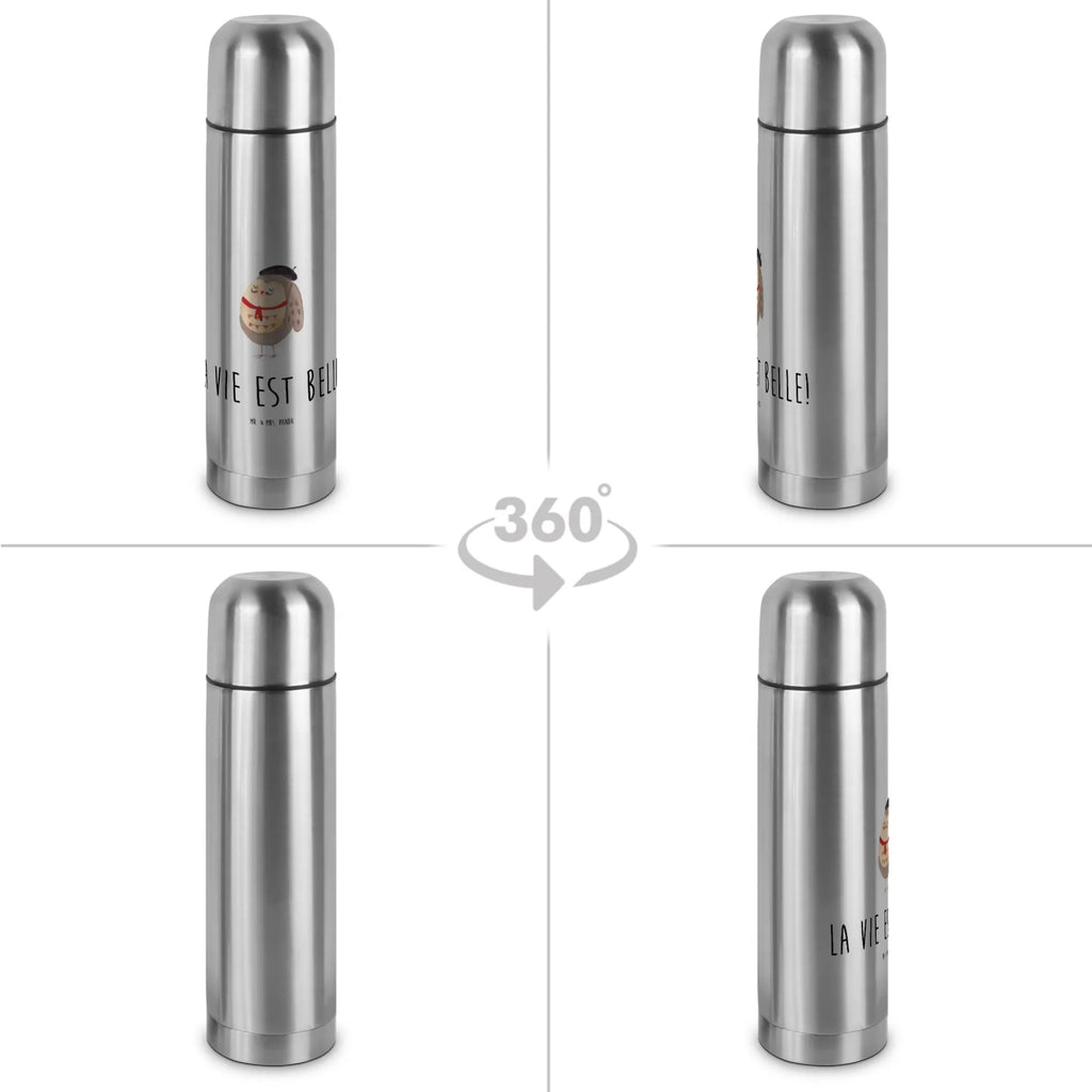 Thermos Flask Owl France Thermoskanne, Eule, das Leben ist schön, Spruch schön, Frankreich, Eule Deko, Owl, Eulen, Spruch Französisch, La vie est belle, hibou