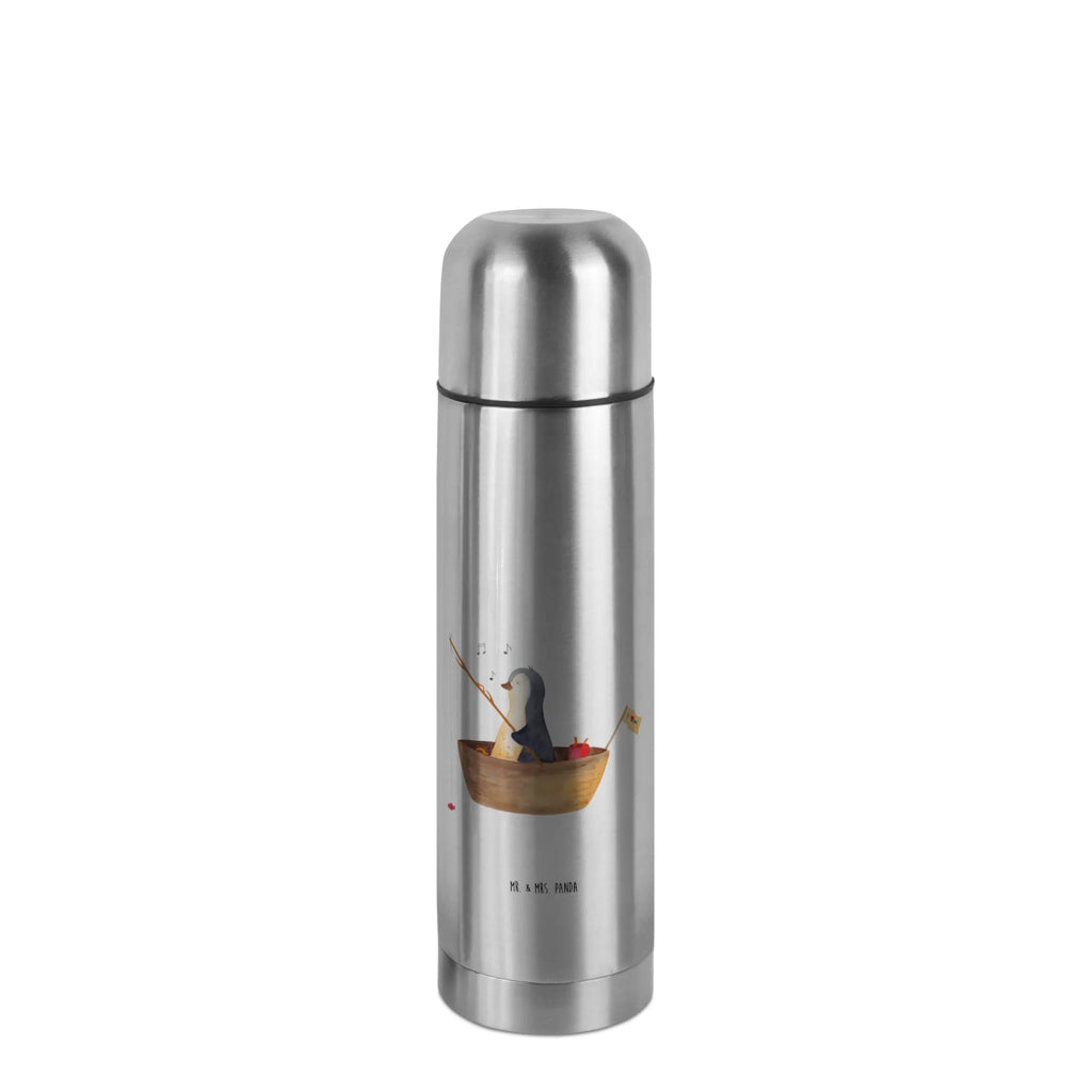 Thermos Flask Penguin fishing boat Thermoskanne, Pinguin, Leben, Boot, Neuanfang, Geschenkidee Liebeskummer, Angeln, genießen, Pinguine, Lebenslust, Neustart, Motivation, Trennung, Angelboot, Scheidung