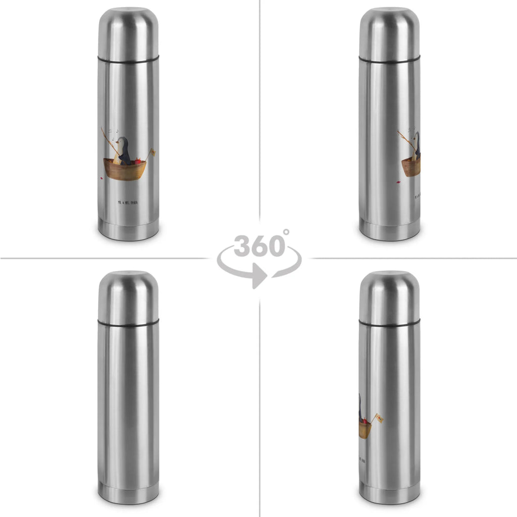 Thermos Flask Penguin fishing boat Thermoskanne, Pinguin, Leben, Boot, Neuanfang, Geschenkidee Liebeskummer, Angeln, genießen, Pinguine, Lebenslust, Neustart, Motivation, Trennung, Angelboot, Scheidung