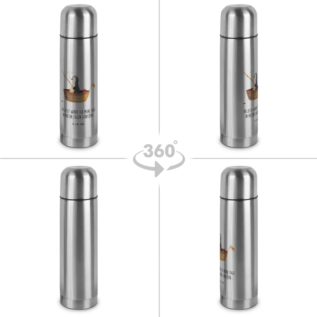 Thermos Flask Penguin fishing boat Thermoskanne, Pinguin, Leben, Boot, Neuanfang, Geschenkidee Liebeskummer, Angeln, genießen, Pinguine, Lebenslust, Neustart, Motivation, Trennung, Angelboot, Scheidung