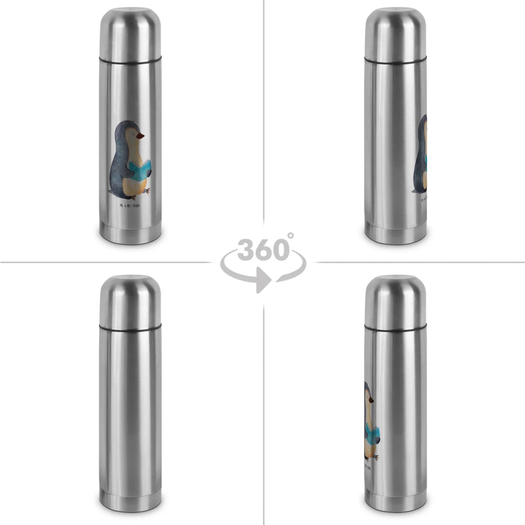 Thermos Flask Penguin A book Thermoskanne, Pinguin, Pinguine, Buch, Lesen, Bücherwurm, Nichtstun, Faulenzen, Ferien, Urlaub, Freizeit