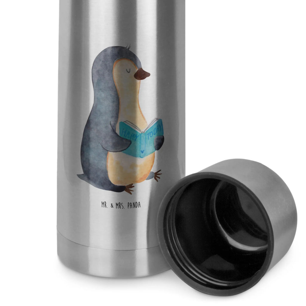 Thermos Flask Penguin A book Thermoskanne, Pinguin, Pinguine, Buch, Lesen, Bücherwurm, Nichtstun, Faulenzen, Ferien, Urlaub, Freizeit