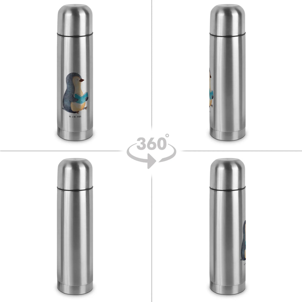 Thermos Flask Penguin A book Thermoskanne, Pinguin, Pinguine, Buch, Lesen, Bücherwurm, Nichtstun, Faulenzen, Ferien, Urlaub, Freizeit