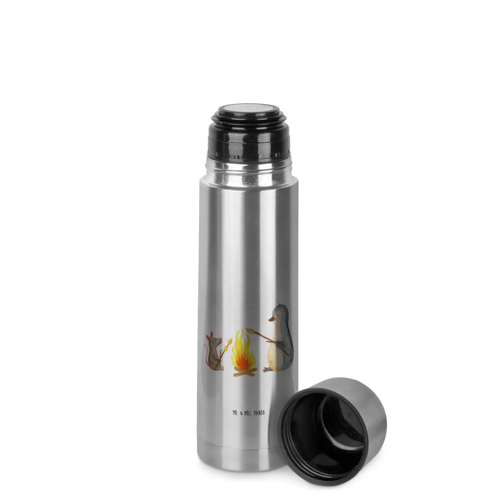 Thermos Flask Penguin campfire Thermoskanne, Pinguin, Pinguine, Motivation, Neustart, Büro, Marshmallows, Arbeit, Lebensspruch, grillen, Büroalltag, Job, Lebensmotivation, Feuer, Lagerfeuer, Leben, Liebe, Maus