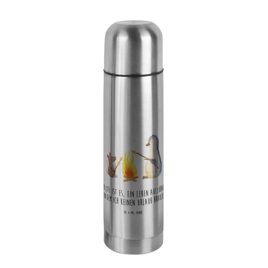 Thermos Flask Penguin campfire Thermoskanne, Pinguin, Pinguine, Motivation, Neustart, Büro, Marshmallows, Arbeit, Lebensspruch, grillen, Büroalltag, Job, Lebensmotivation, Feuer, Lagerfeuer, Leben, Liebe, Maus