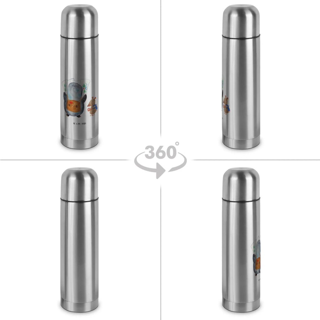 Thermos Flask Penguin & Mouse Hiker Thermoskanne, Pinguin, Roadtrip, Ausflug, Pinguine, Wanderlust, Abenteurer, wandern, Abenteuer
