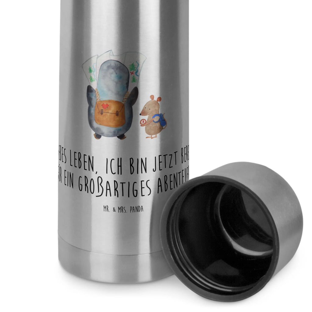 Thermos Flask Penguin & Mouse Hiker Thermoskanne, Pinguin, Roadtrip, Ausflug, Pinguine, Wanderlust, Abenteurer, wandern, Abenteuer