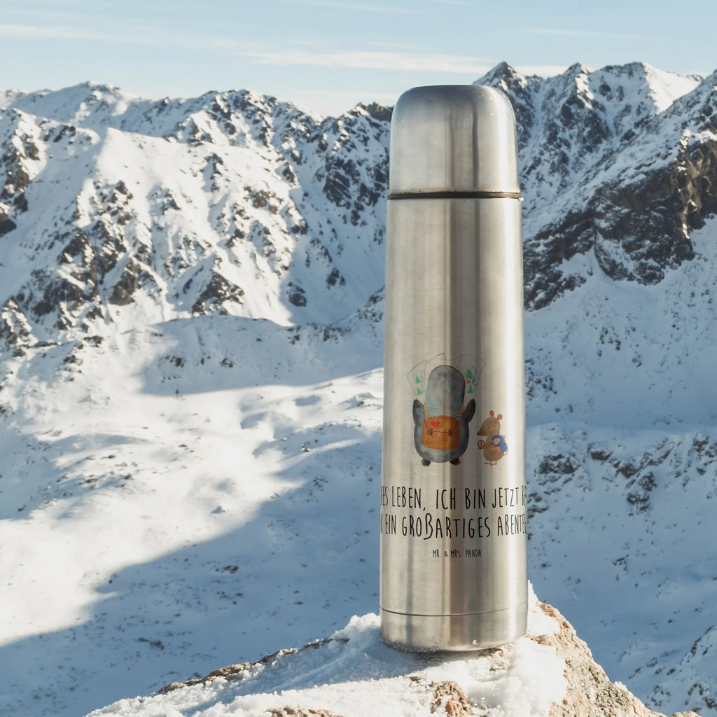 Thermos Flask Penguin & Mouse Hiker Thermoskanne, Pinguin, Roadtrip, Ausflug, Pinguine, Wanderlust, Abenteurer, wandern, Abenteuer