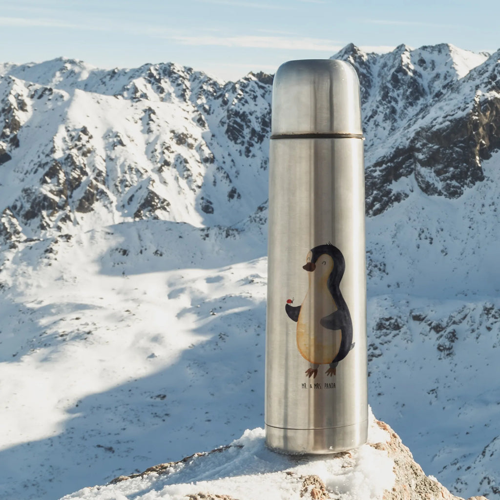 Thermos Flask Penguin ladybug Thermoskanne, Pinguin, Freude, Liebe, Glück, Marienkäfer, Pinguine, Lebensfreude, Wunder