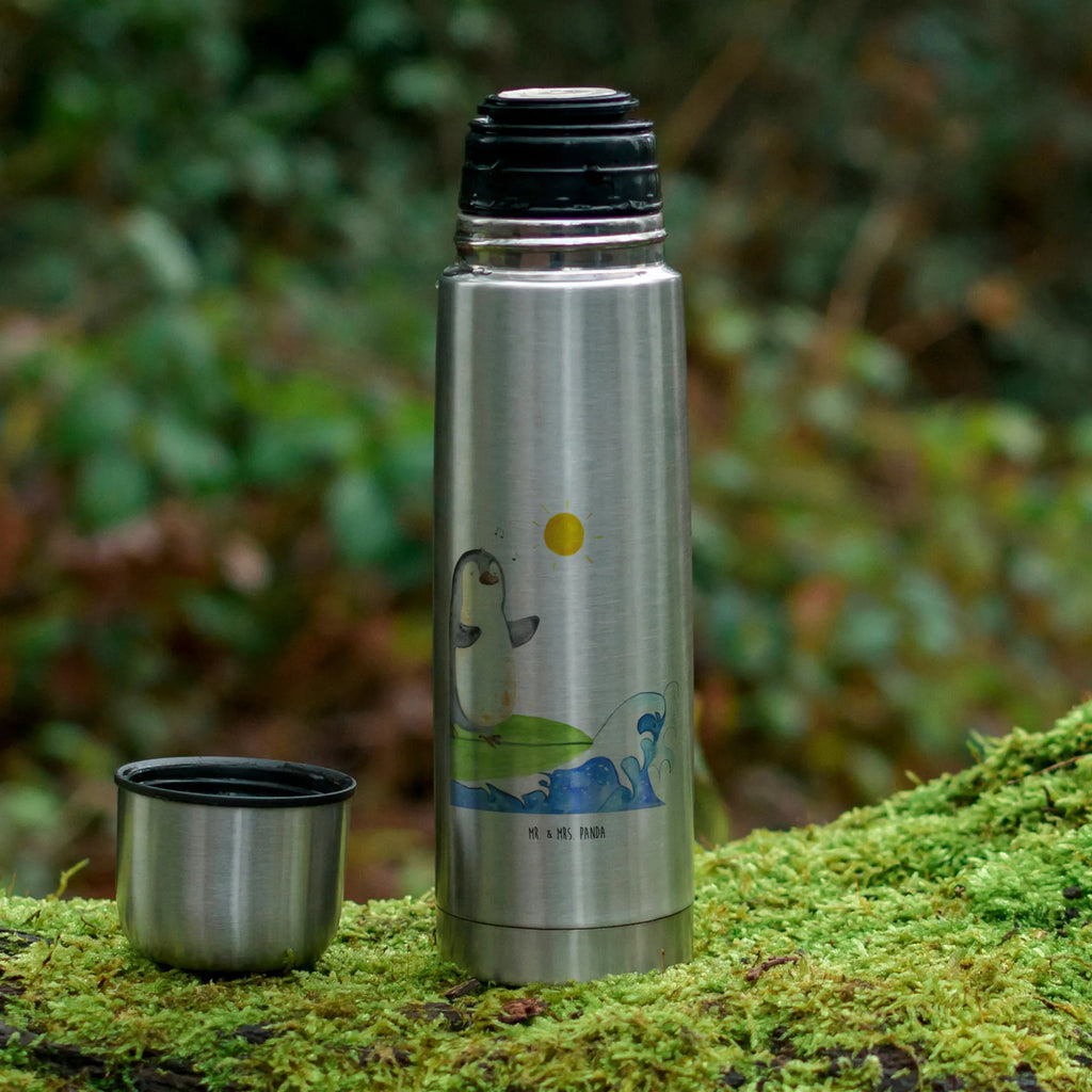 Thermos Flask Penguin surfer Thermoskanne, Pinguin, surfen, Wellen, Surfer, Wellen reiten, Hawaii, Urlaub, Pinguine, Portugal