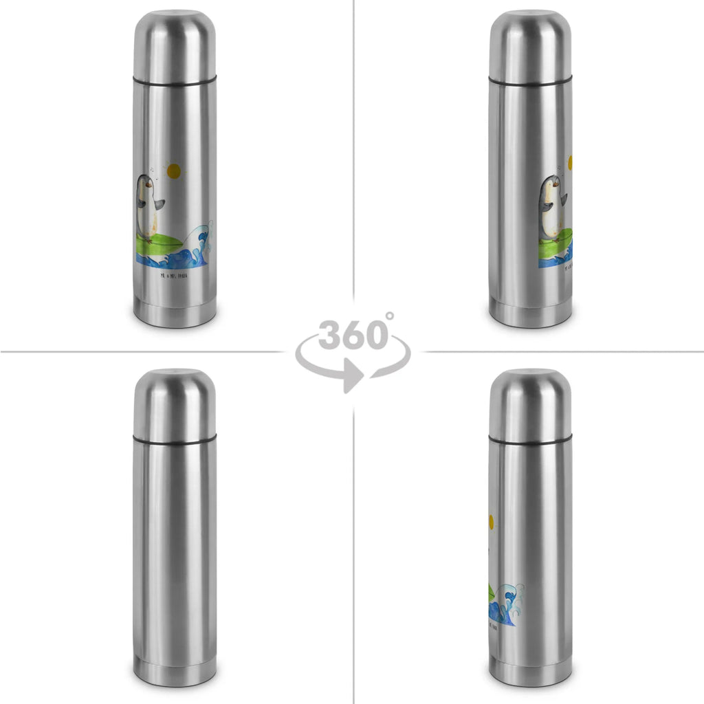Thermos Flask Penguin surfer Thermoskanne, Pinguin, surfen, Wellen, Surfer, Wellen reiten, Hawaii, Urlaub, Pinguine, Portugal