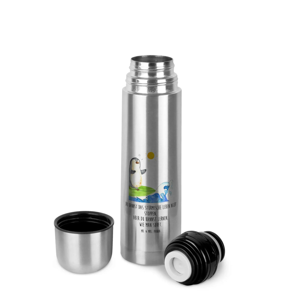 Thermos Flask Penguin surfer Thermoskanne, Pinguin, surfen, Wellen, Surfer, Wellen reiten, Hawaii, Urlaub, Pinguine, Portugal