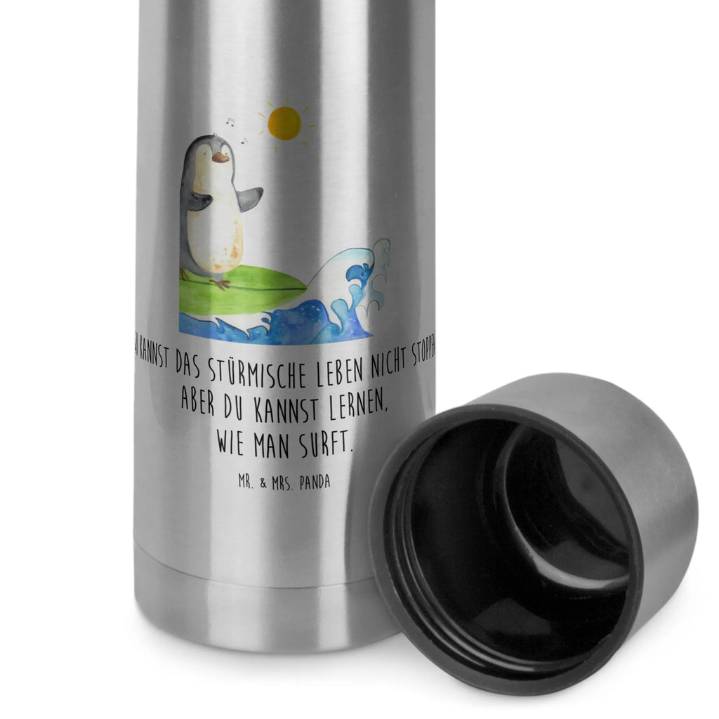 Thermos Flask Penguin surfer Thermoskanne, Pinguin, surfen, Wellen, Surfer, Wellen reiten, Hawaii, Urlaub, Pinguine, Portugal