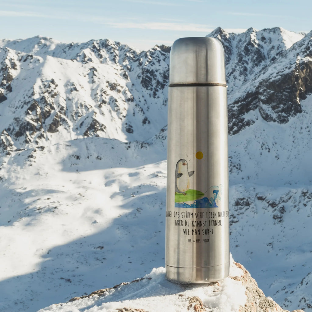 Thermos Flask Penguin surfer Thermoskanne, Pinguin, surfen, Wellen, Surfer, Wellen reiten, Hawaii, Urlaub, Pinguine, Portugal