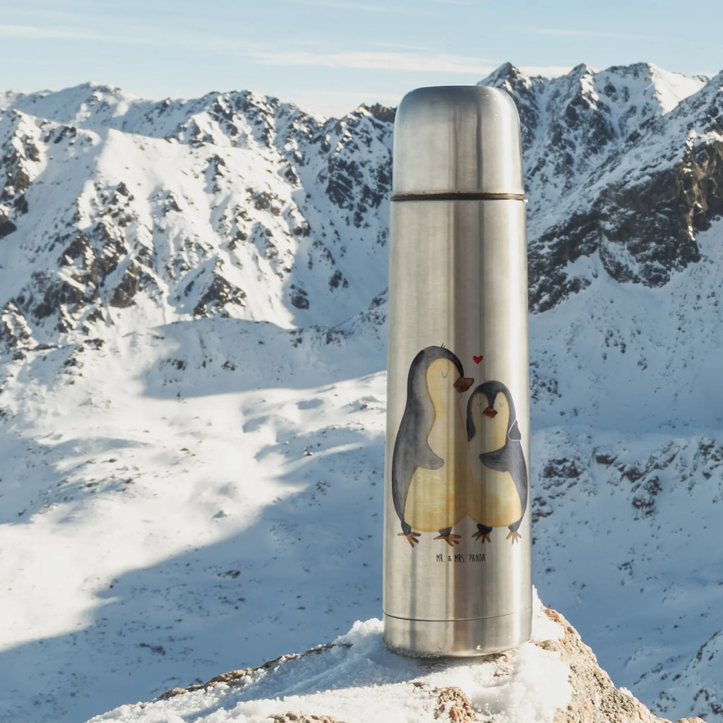 Thermos Flask Penguin embrace Thermoskanne, Pinguin, Liebe, Verlobung, Liebesgeschenk, Liebespaar, Hochzeitstag, Jahrestag, Hochzeit, Liebesbeweis, Hochzeitsgeschenk