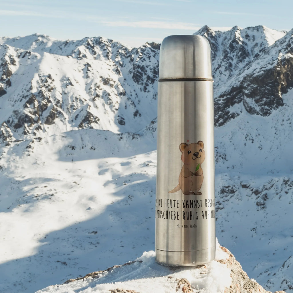 Thermos Flask Quokka Happy Thermoskanne, Tiermotive, Gute Laune, lustige Sprüche, Tiere, Lustiger Spruch, Dinge erledigen, Niedliches Tier, Verschieben, Aufschieberitis, Quokka