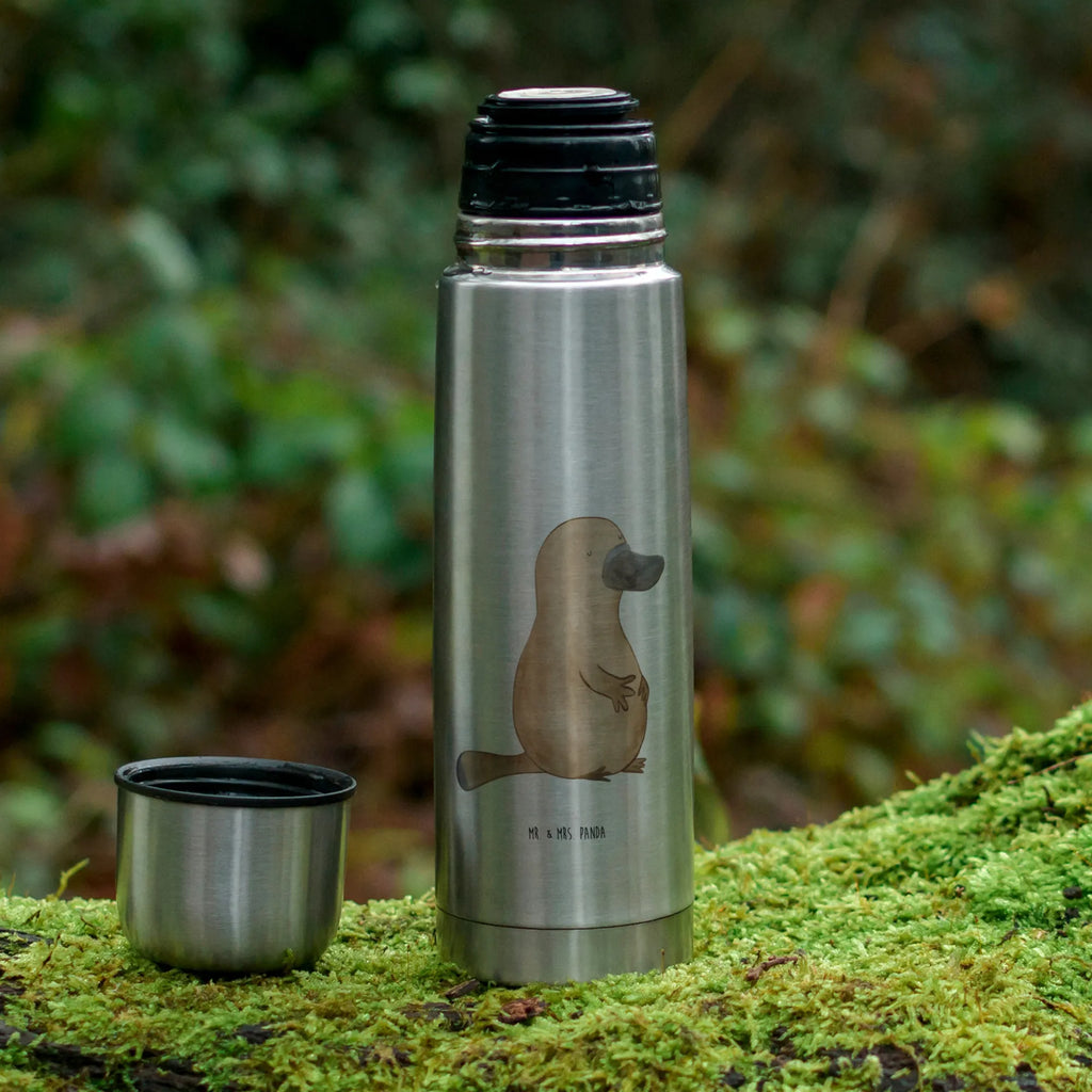 Thermos Flask platypus courage Thermoskanne, Meerestiere, Meer, Urlaub, Training, Lebensweisheit, Motivation, Neuanfang, Weltreise, Schnabeltier, Arbeit, Büro, Neustart, Mut, Raodtrip, mutig, Schnabeltiere