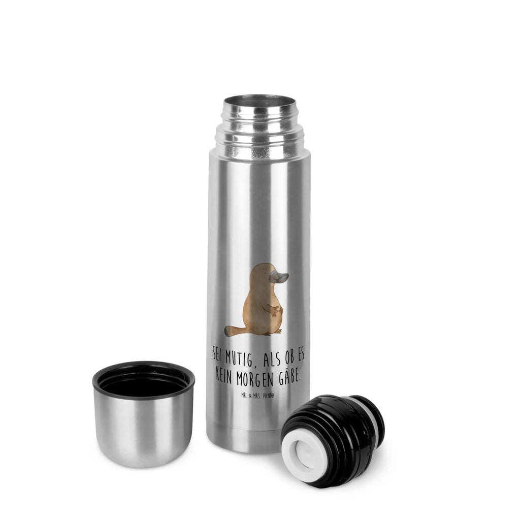 Thermos Flask platypus courage Thermoskanne, Meerestiere, Meer, Urlaub, Training, Lebensweisheit, Motivation, Neuanfang, Weltreise, Schnabeltier, Arbeit, Büro, Neustart, Mut, Raodtrip, mutig, Schnabeltiere