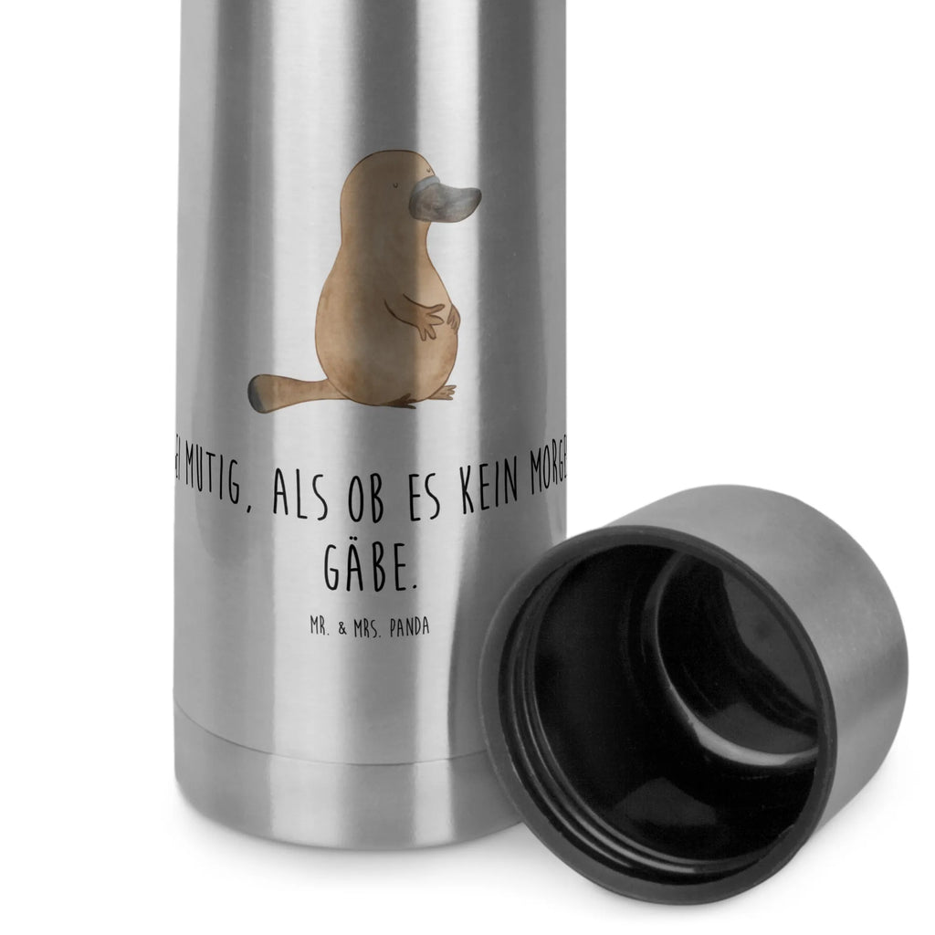 Thermos Flask platypus courage Thermoskanne, Meerestiere, Meer, Urlaub, Training, Lebensweisheit, Motivation, Neuanfang, Weltreise, Schnabeltier, Arbeit, Büro, Neustart, Mut, Raodtrip, mutig, Schnabeltiere