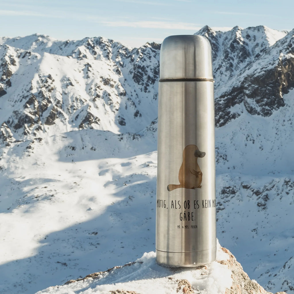 Thermos Flask platypus courage Thermoskanne, Meerestiere, Meer, Urlaub, Training, Lebensweisheit, Motivation, Neuanfang, Weltreise, Schnabeltier, Arbeit, Büro, Neustart, Mut, Raodtrip, mutig, Schnabeltiere