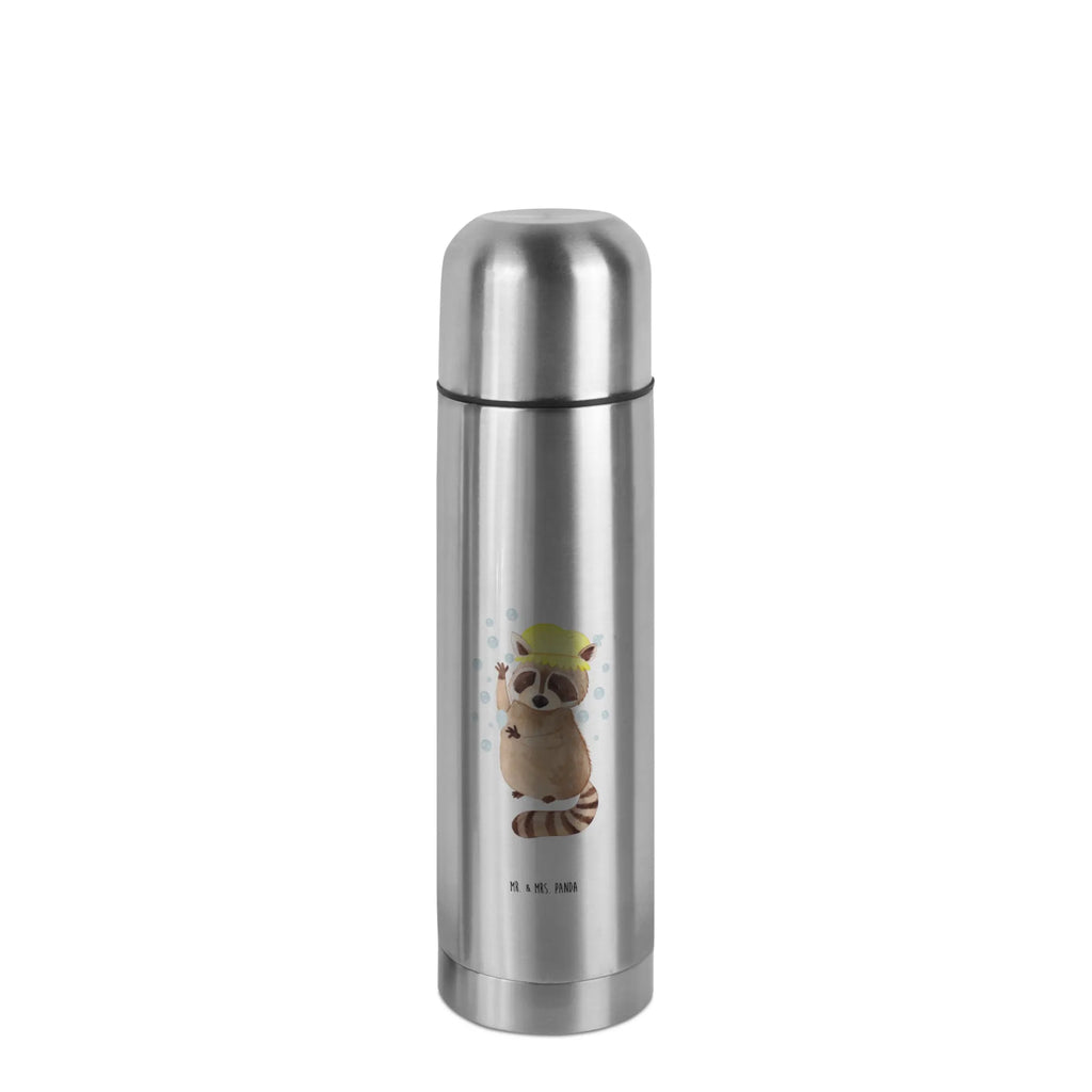 Thermos Flask Raccoon Thermoskanne, Tiermotive, Gute Laune, lustige Sprüche, Tiere, Waschbär, Fröhlich, Tagträumen, Plan, Seifenblasen, waschen