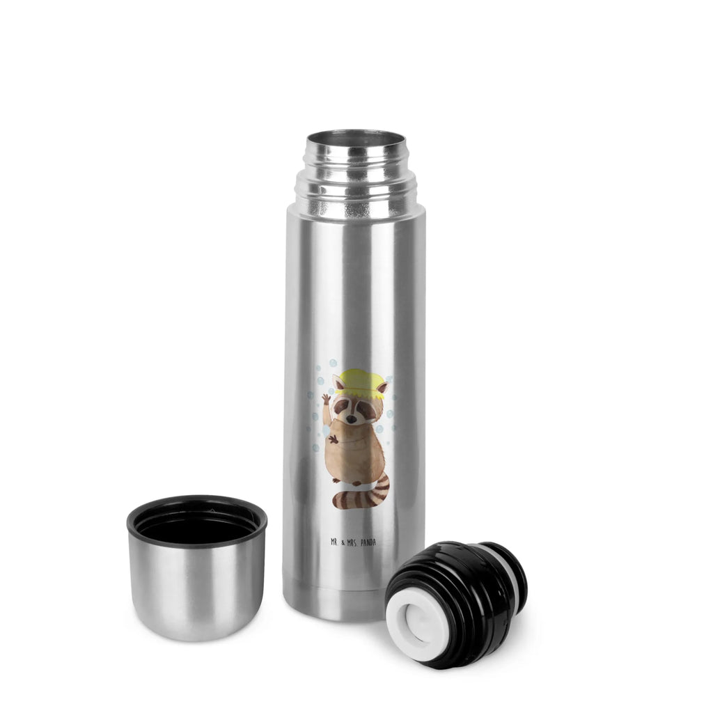 Thermos Flask Raccoon Thermoskanne, Tiermotive, Gute Laune, lustige Sprüche, Tiere, Waschbär, Fröhlich, Tagträumen, Plan, Seifenblasen, waschen