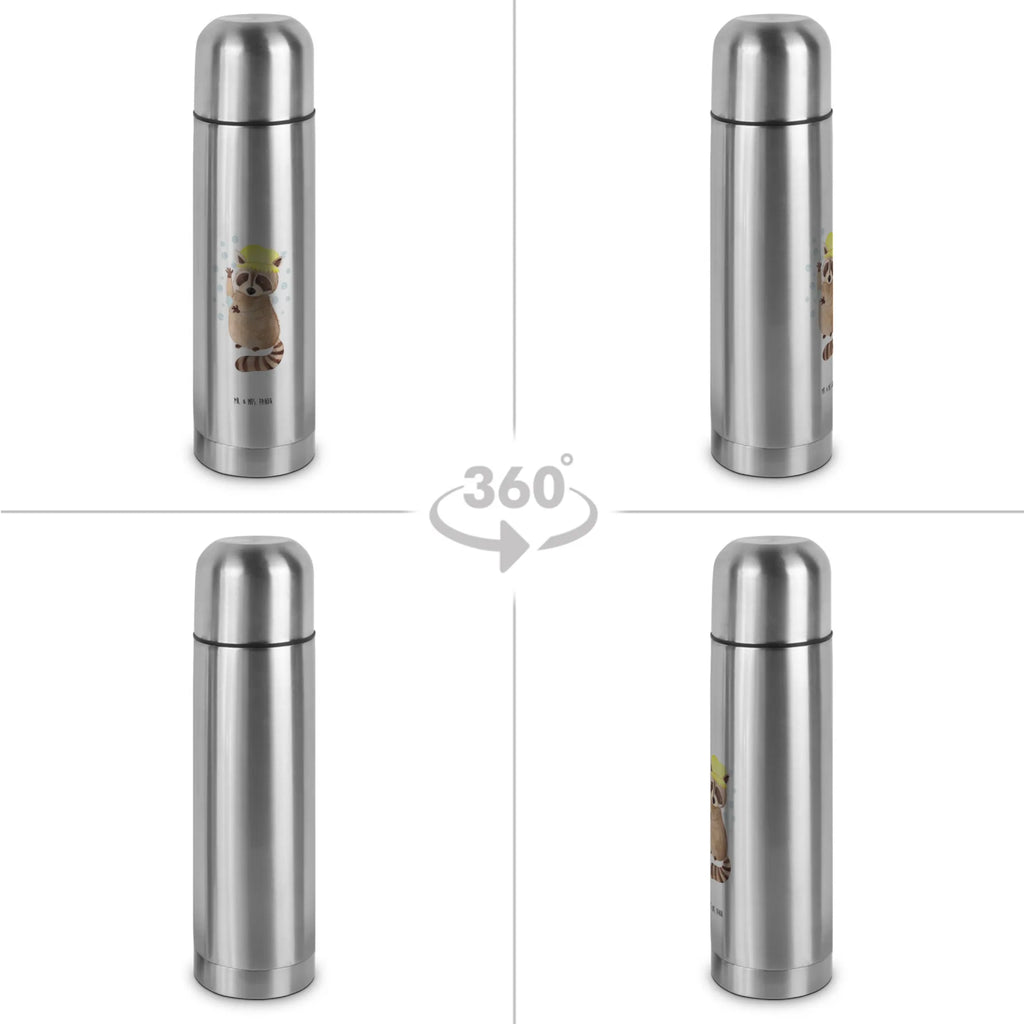 Thermos Flask Raccoon Thermoskanne, Tiermotive, Gute Laune, lustige Sprüche, Tiere, Waschbär, Fröhlich, Tagträumen, Plan, Seifenblasen, waschen